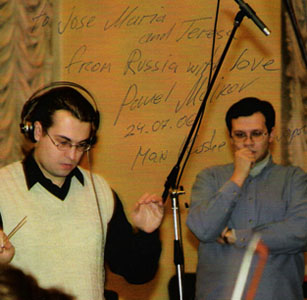 Maxim Koshevarov y Pavel Malkov durante la grabacin de la BSO