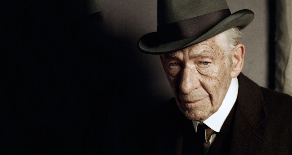 In this undated photo released by See-Saw Films, British actor Ian McKellen poses for a photograph on the first day of filming for "Mr. Homes", in which he portrays a 93-year-old Sherlock Holmes, London. Filming has begun on “Mr. Holmes,” which imagines the famous sleuth in his old age as a retiree living in seclusion by the sea. The movie, based on Mitch Cullin’s novel “A Slight Trick of the Mind,” sees the detective struggling with a failing memory and revisiting one final unresolved mystery. (AP Photo/Agatha A Nitecka, See-Saw Films)